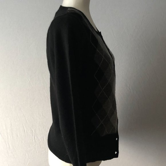APT. 9 100% Cashmere Gray Argyle Cardigan Small - Picture 2 of 4
